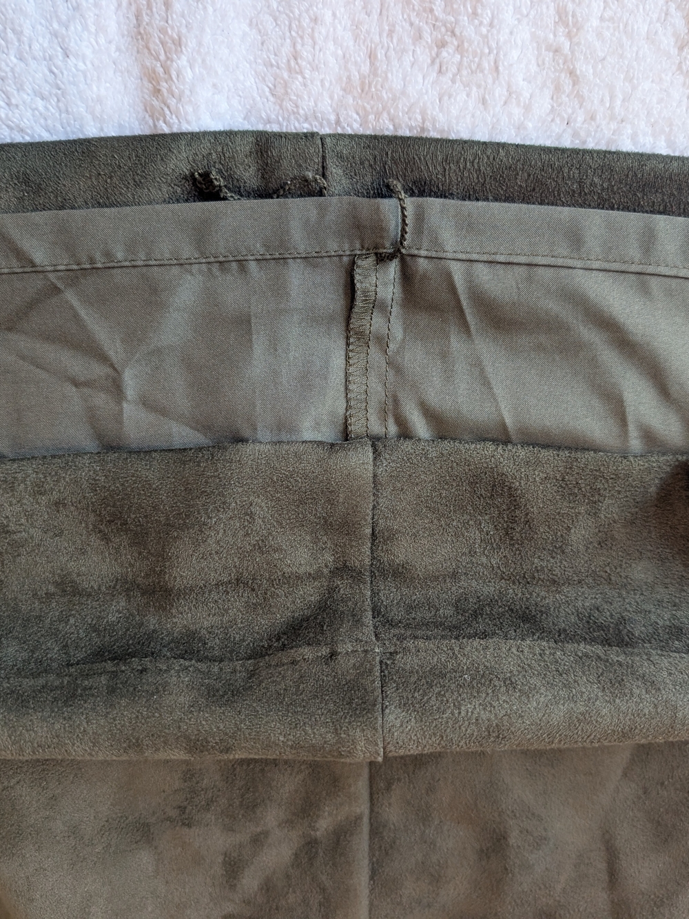 LOFT Olive Green Faux Suede A-Line Mini Skirt Zipper Detail Size 4 - Picture 7 of 9